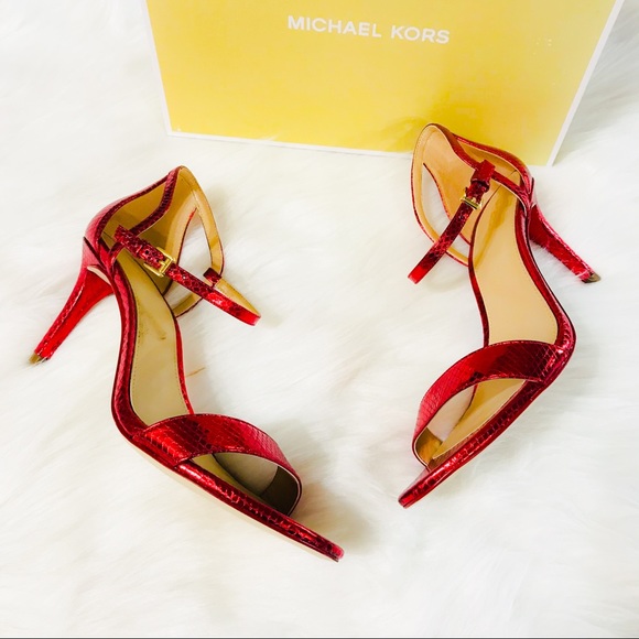 Michael Kors Shoes - 🔴SALE🔴Michael Kors Red Metallic Embossed Sandal